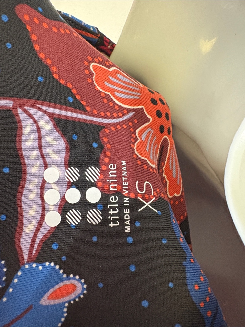 Title Nine Black Long-Sleeve Fit & Flare Dress with Red and Blue Floral Print - Picture 2 of 5